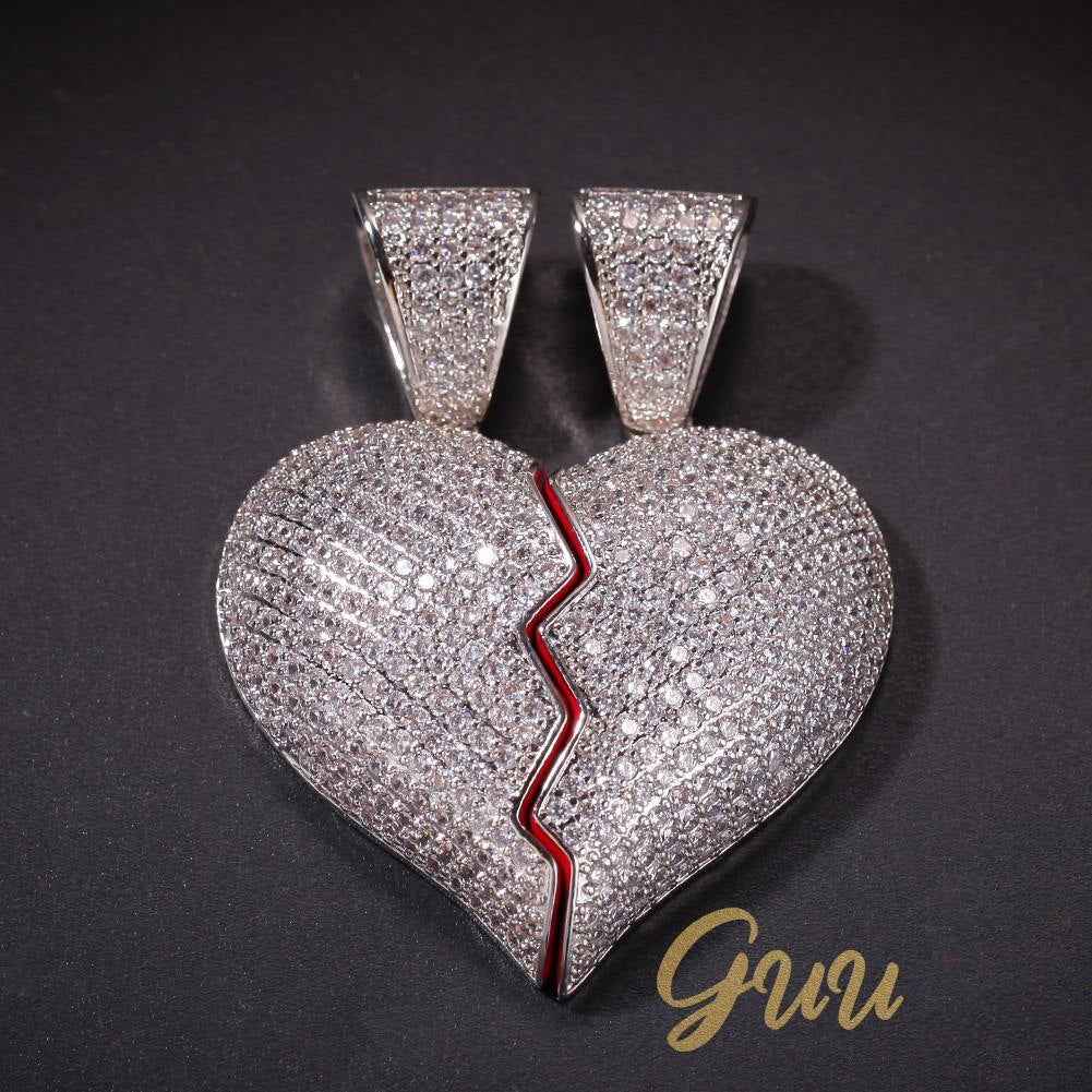18K Gold-Plated CZ Heartbreak Pendant (with Chain)