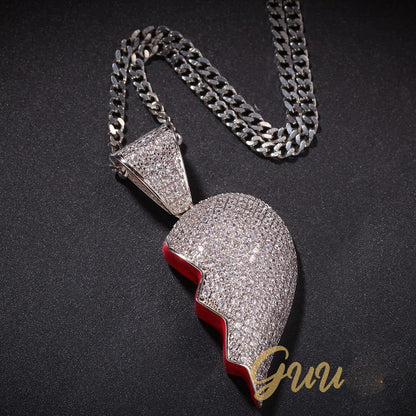 18K Gold-Plated CZ Heartbreak Pendant (with Chain)