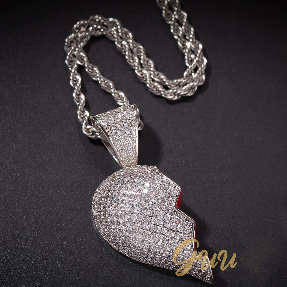 18K Gold-Plated CZ Heartbreak Pendant (with Chain)