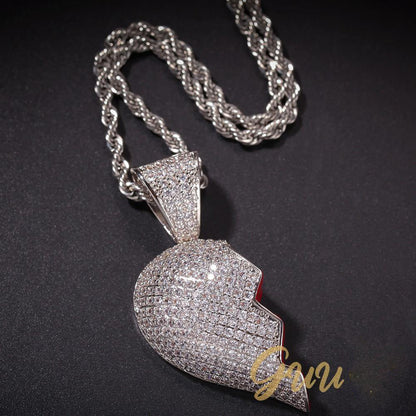 18K Gold-Plated CZ Heartbreak Pendant (with Chain)