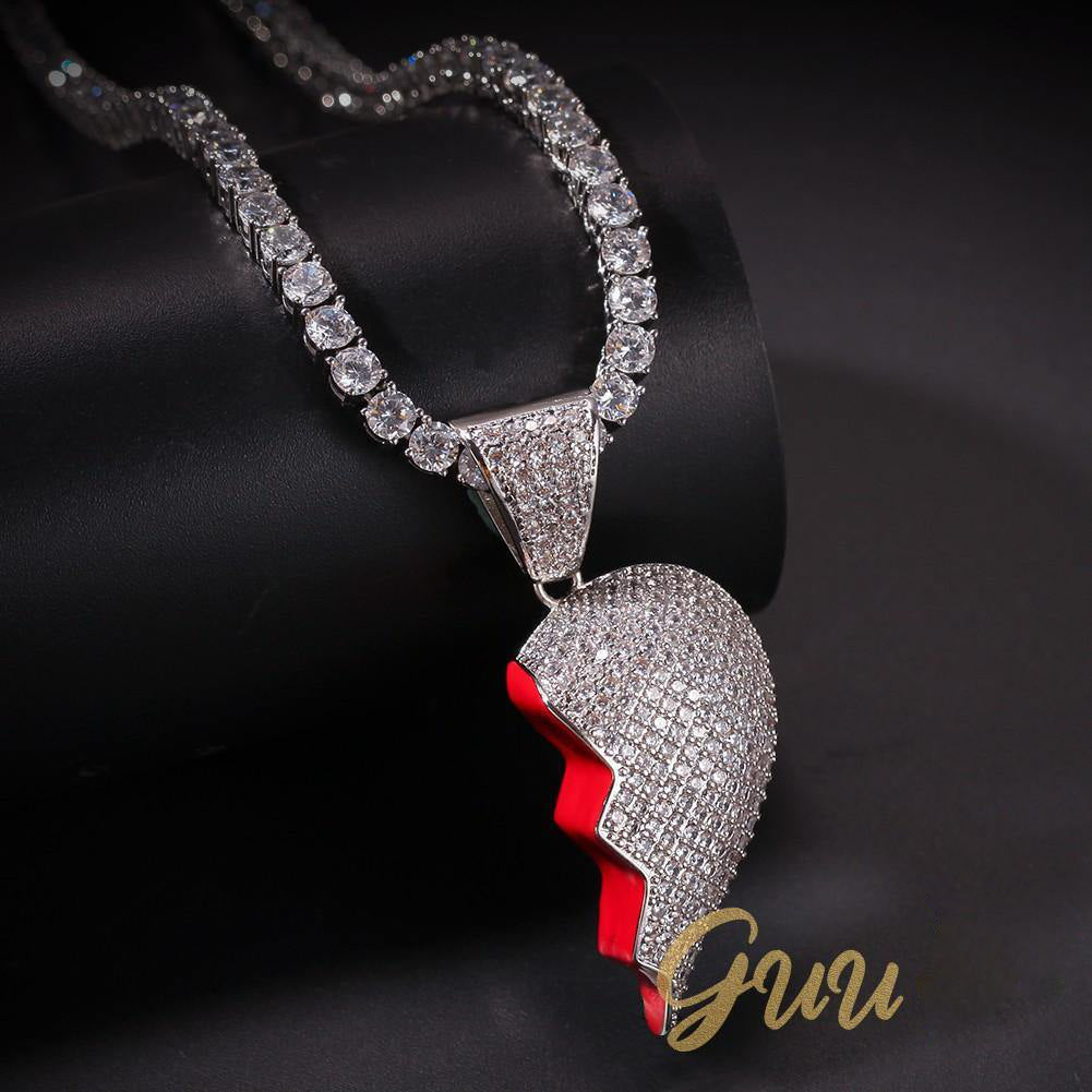 18K Gold-Plated CZ Heartbreak Pendant (with Chain)
