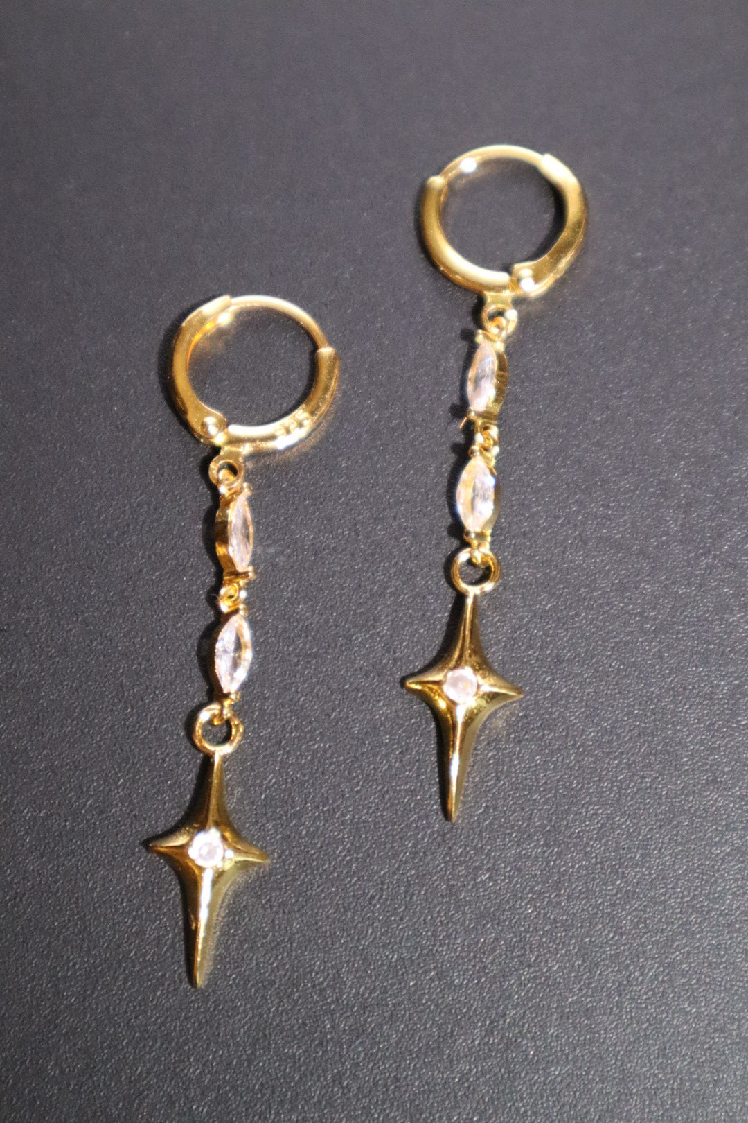18K Real Gold Plated Star Dangle Earrings