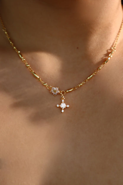 18K Real Gold Plated Diamond Starlight Cross Necklace