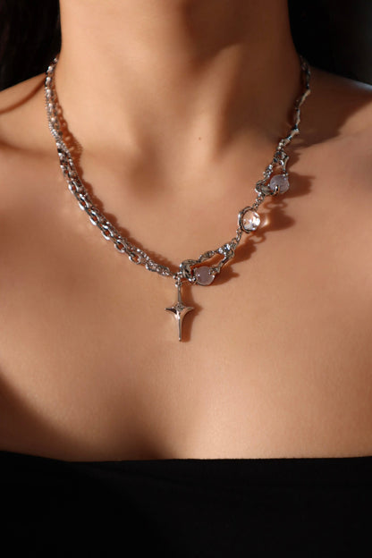 Palladium White Gold Plated Moonlight Star Necklace