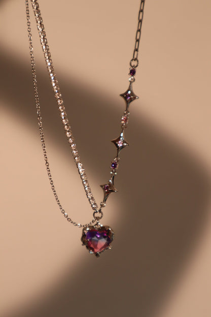 Palladium White Gold Plated Gradient Heart Necklace