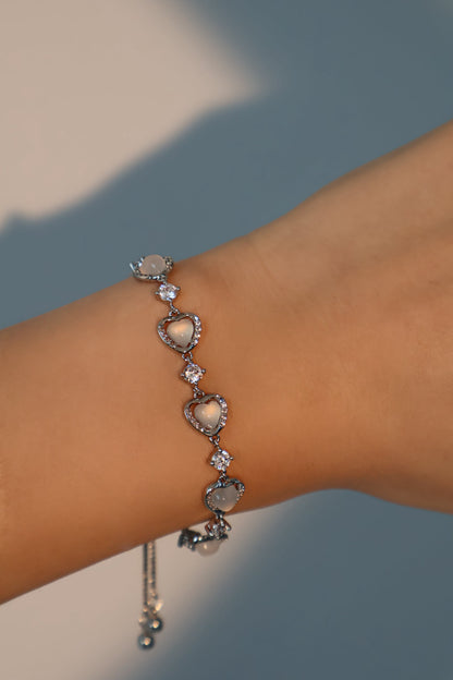 Palladium White Gold Plated Moonlight Glowing Heart Bracelet