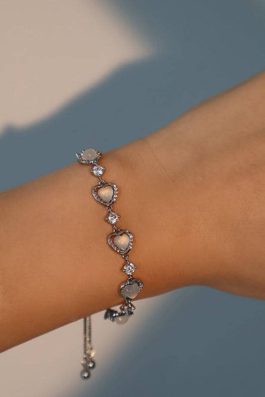 Palladium White Gold Plated Moonlight Glowing Heart Bracelet