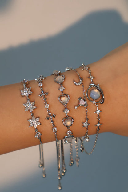 Palladium White Gold Plated Moonlight Glowing Heart Bracelet