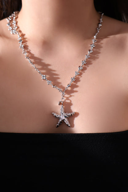 Palladium White Gold Plated Diamond Starfish Necklace