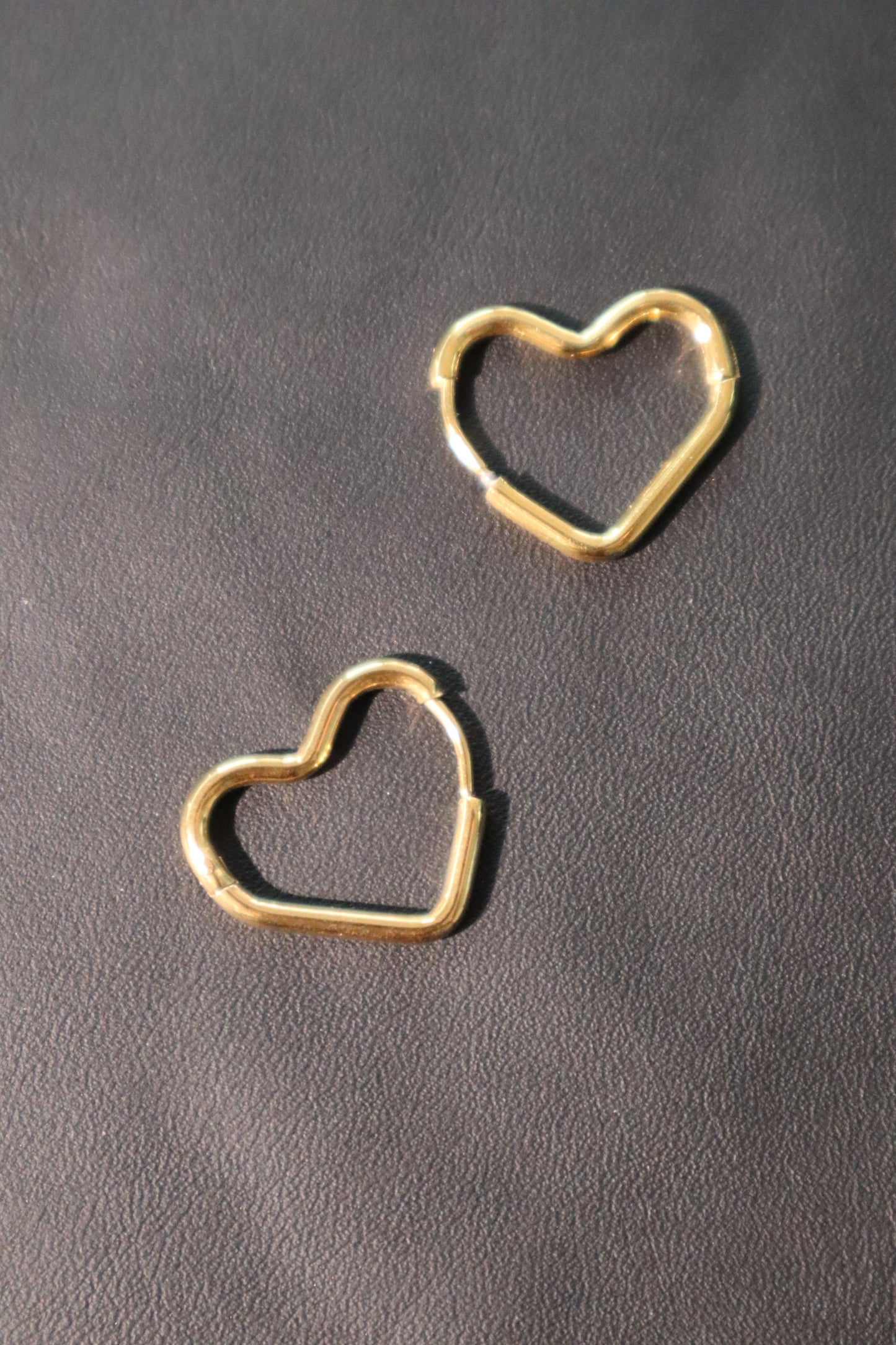 18K Gold Stainless Steel Heart Hoops Earrings