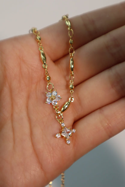18K Real Gold Plated Diamond Starlight Cross Necklace