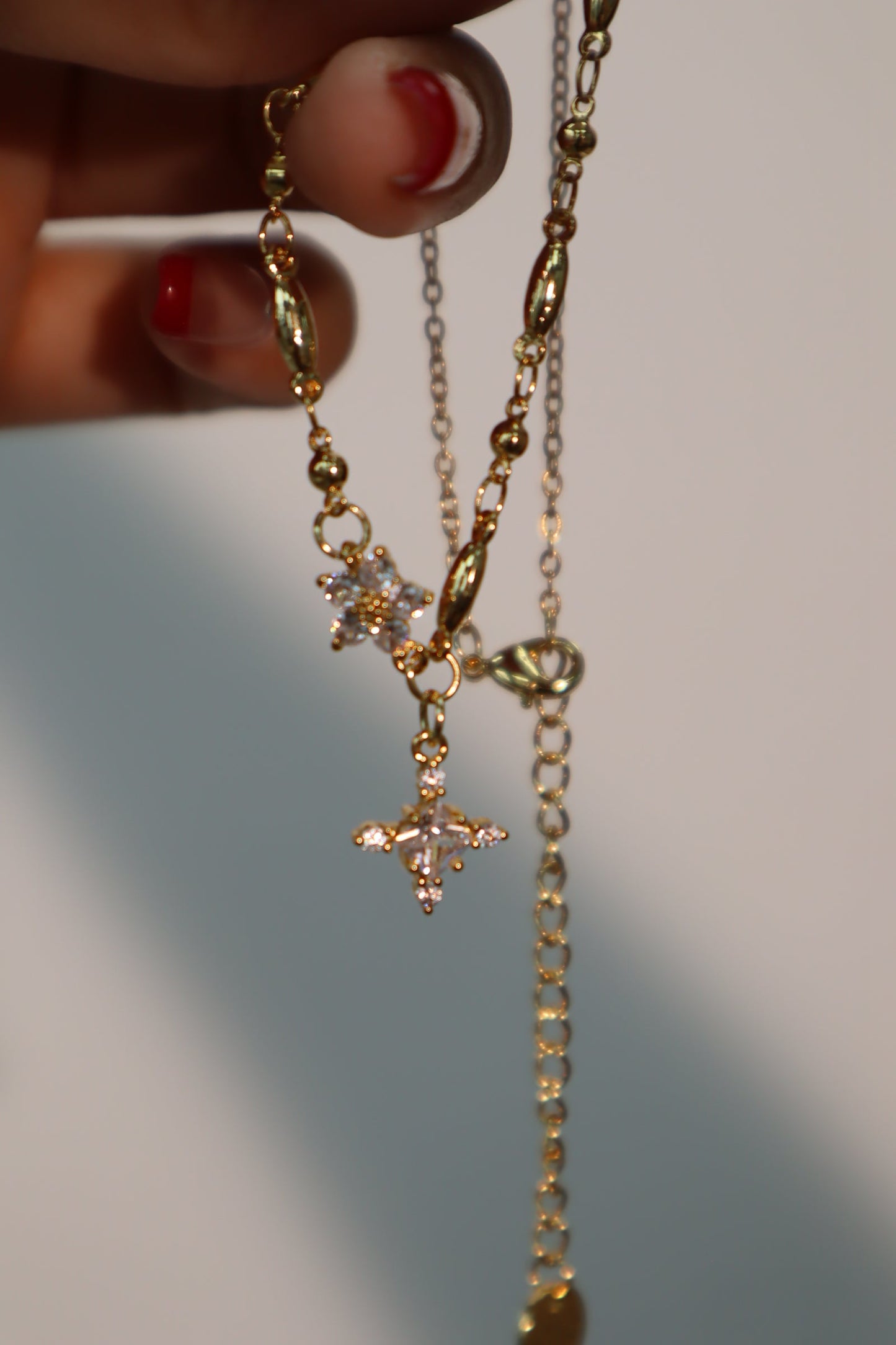 18K Real Gold Plated Diamond Starlight Cross Necklace