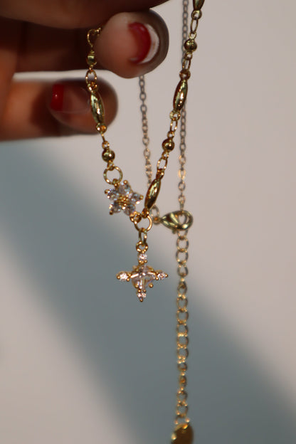 18K Real Gold Plated Diamond Starlight Cross Necklace