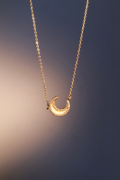18K Real Gold Plated Diamond Shell Moon Necklace
