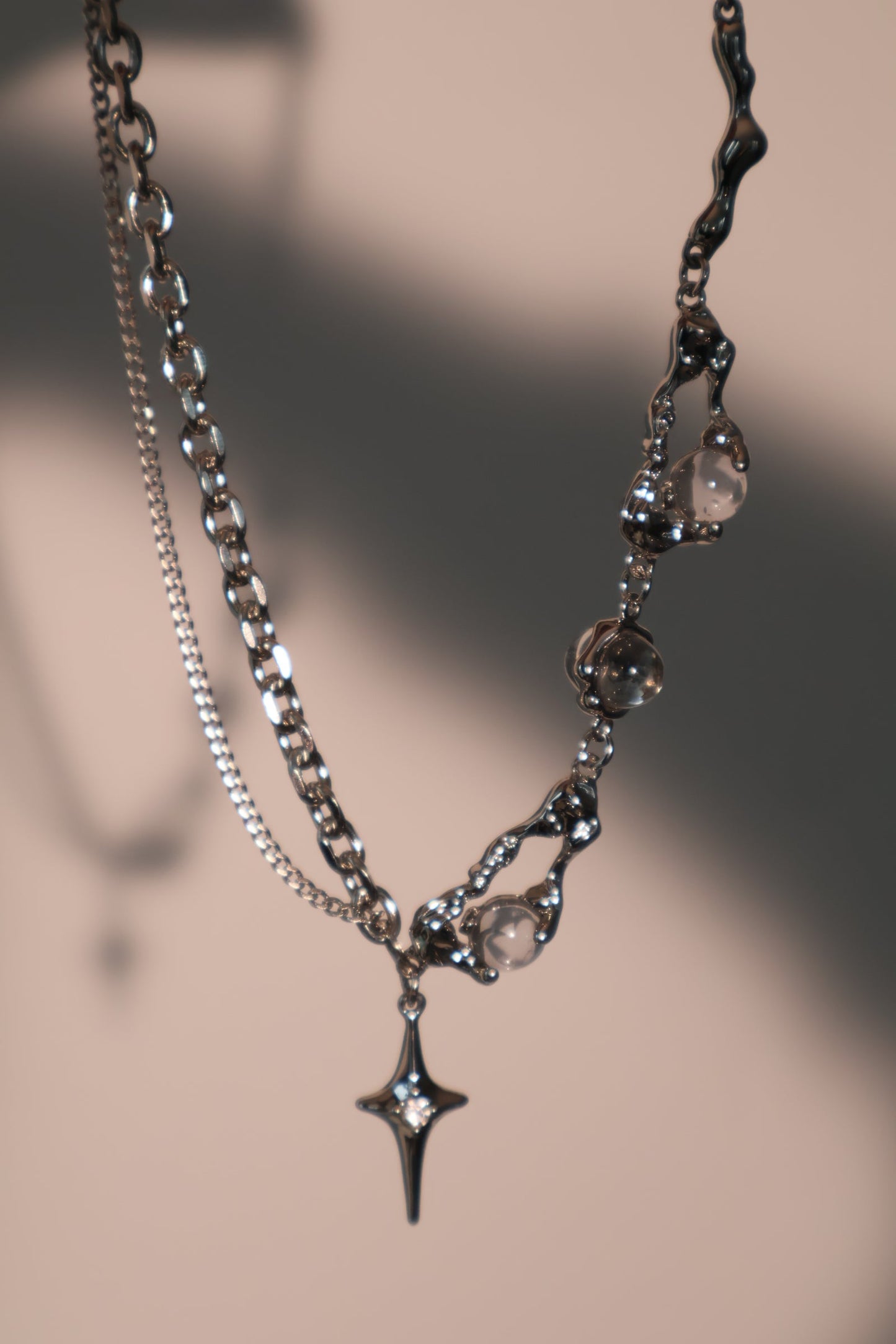 Palladium White Gold Plated Moonlight Star Necklace