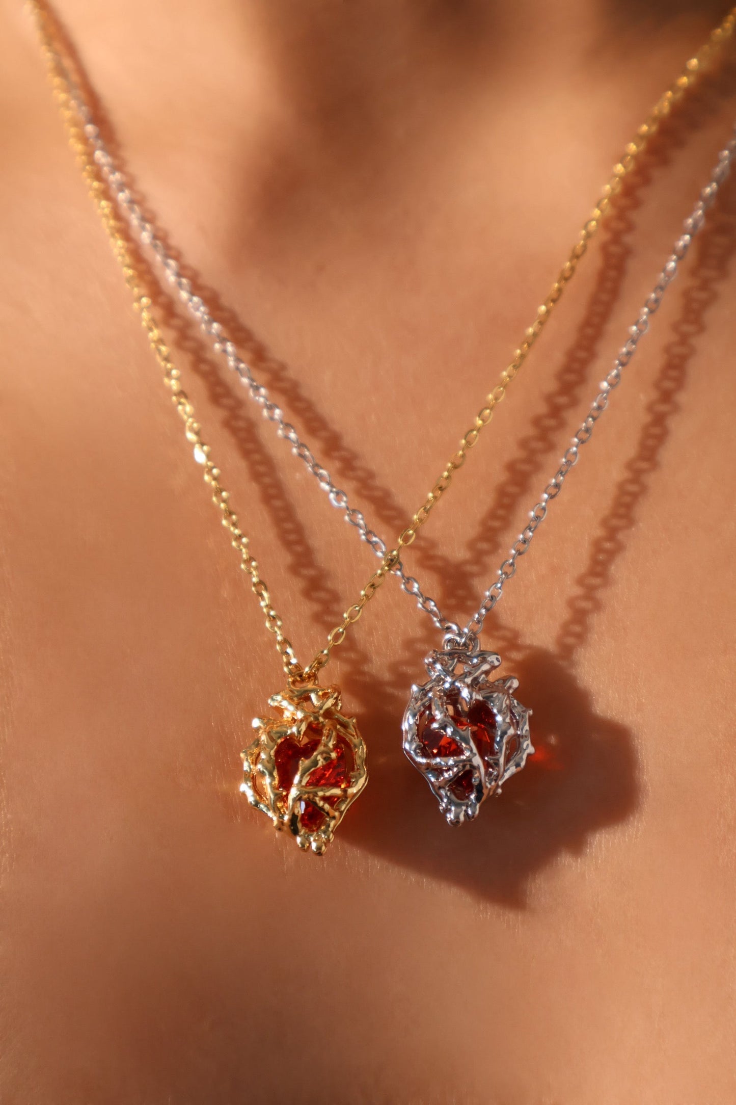 Palladium White Gold Plated Heart Necklace