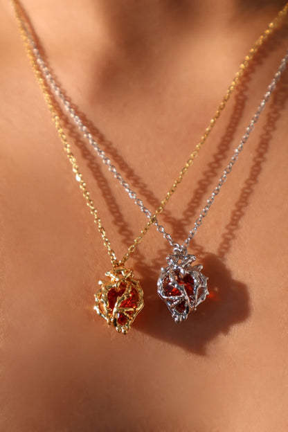 Palladium White Gold Plated Heart Necklace