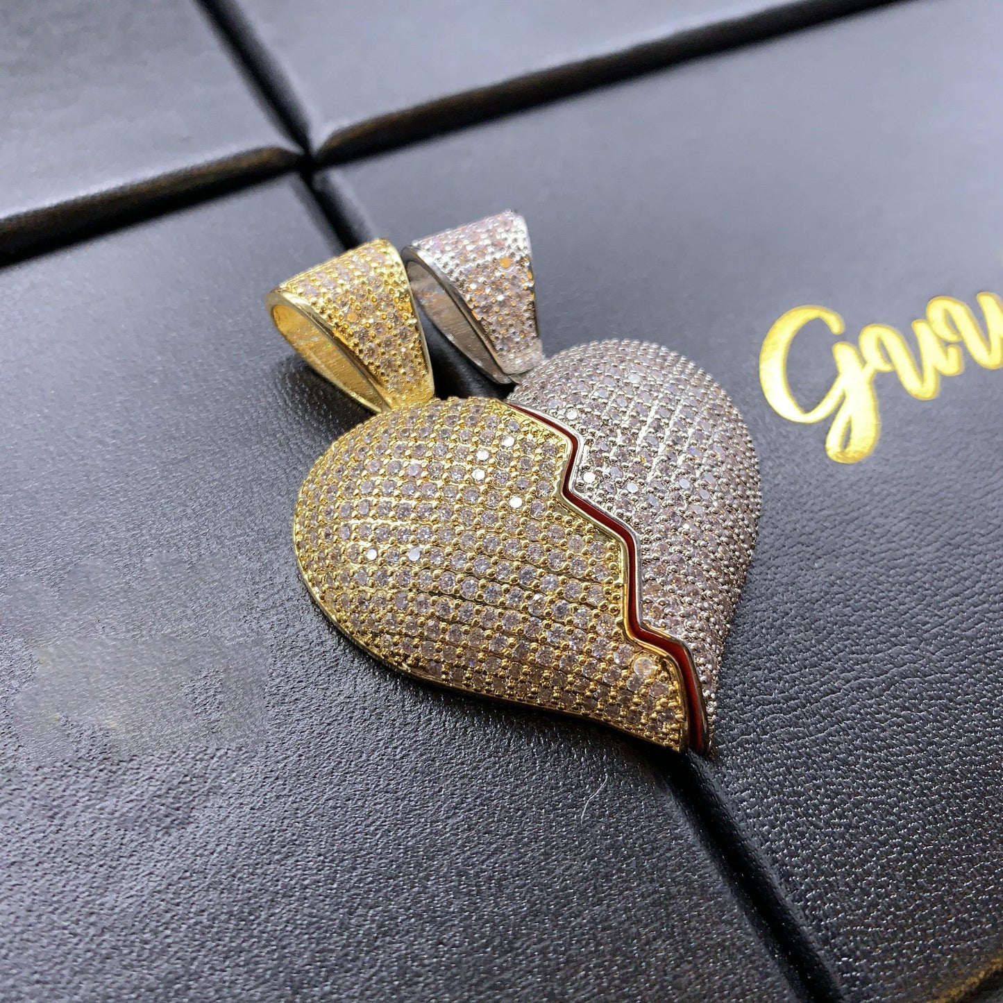 18K Gold-Plated CZ Heartbreak Pendant (with Chain)
