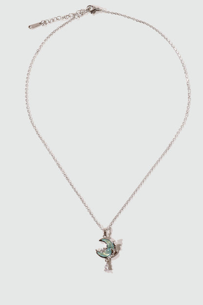 Blue Moonstone Rose Moon Necklace
