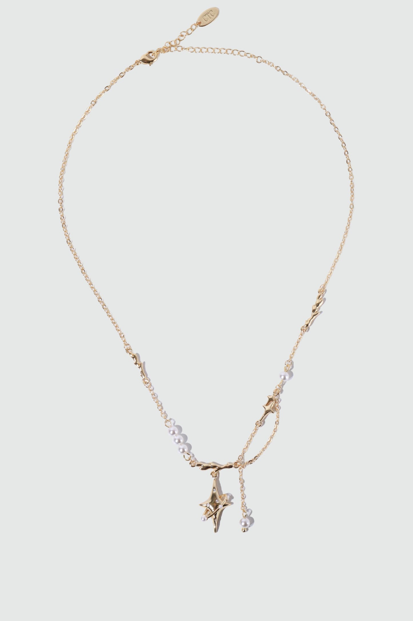 18K Real Gold Plated Saturn Pearls Necklace