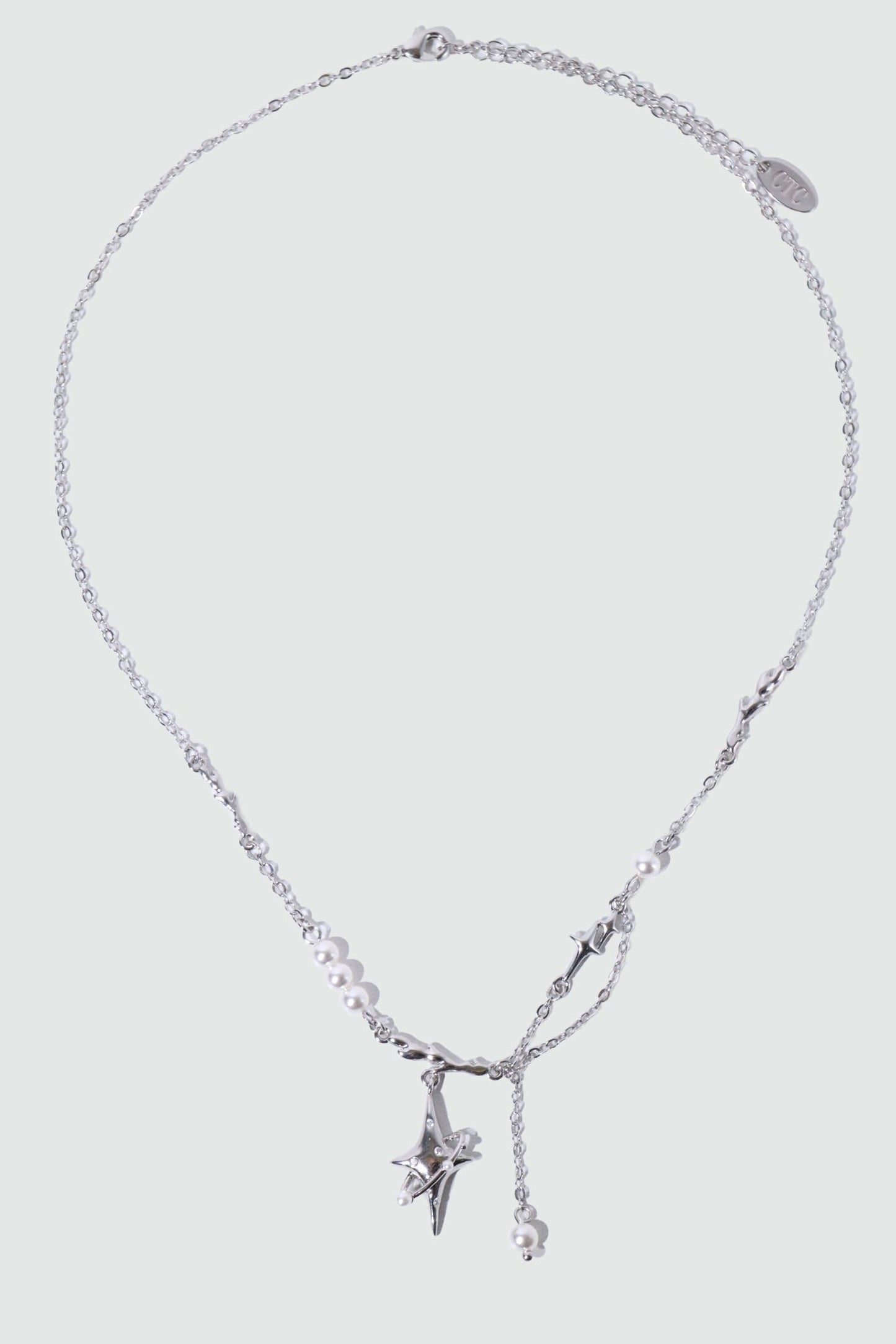 Palladium White Gold Plated Saturn Pearls Necklace
