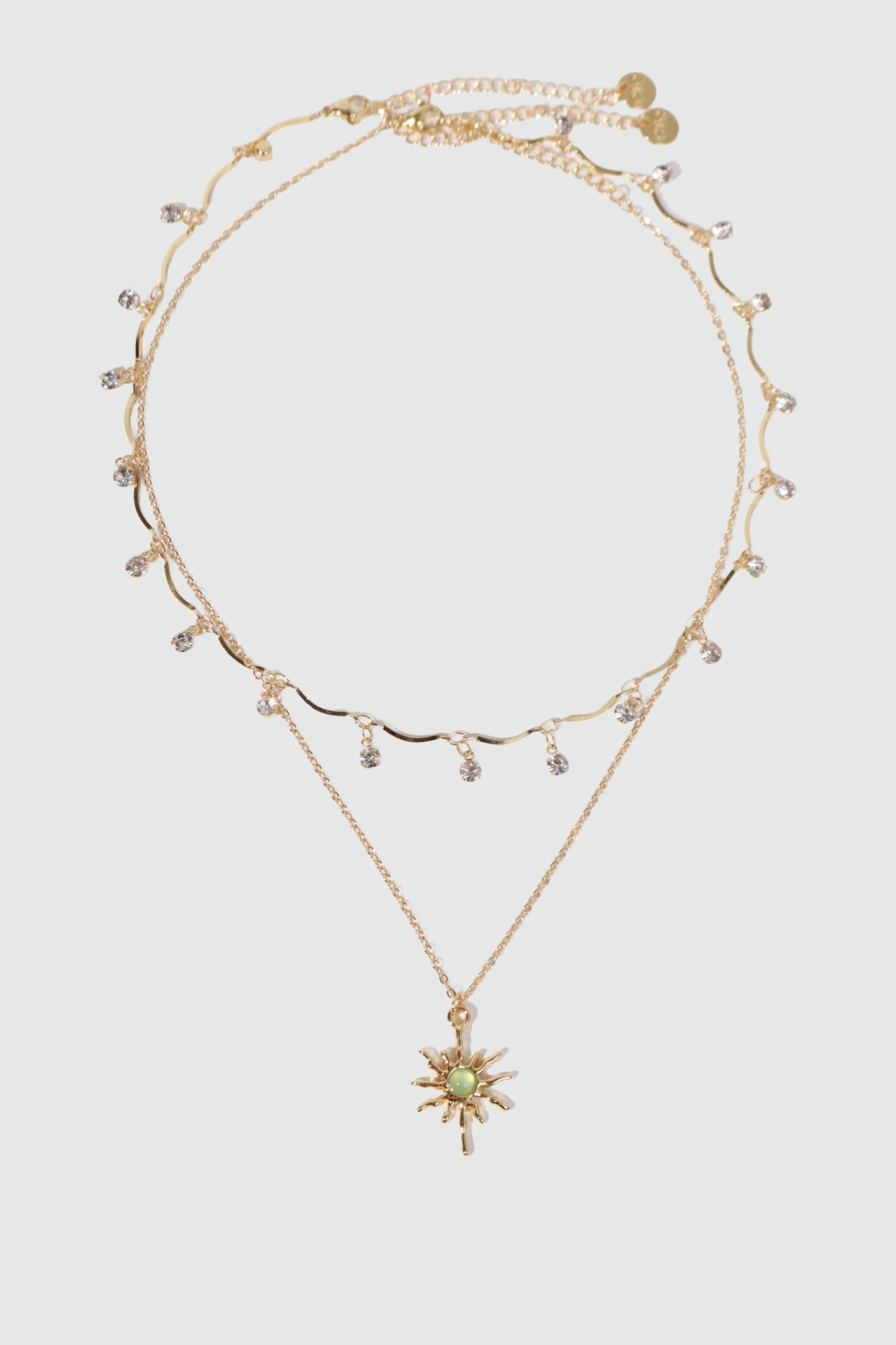 18K Real Gold Plated Pole Star Wave Layer Necklace