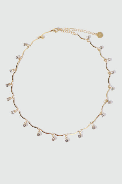 18K Real Gold Plated Pole Star Wave Layer Necklace
