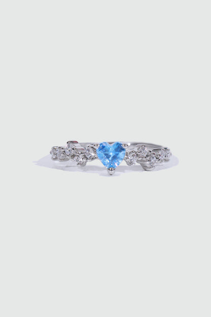 Blue Gem Heart Ring