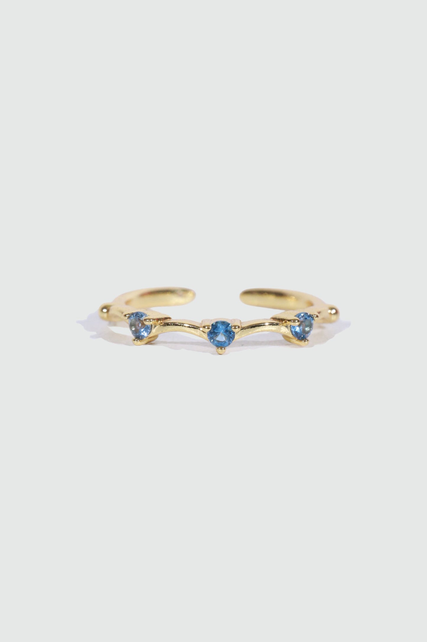Gold Plated Blue Gem Wave Ring