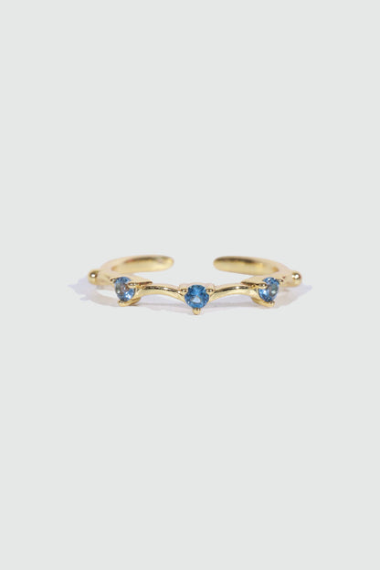 Gold Plated Blue Gem Wave Ring