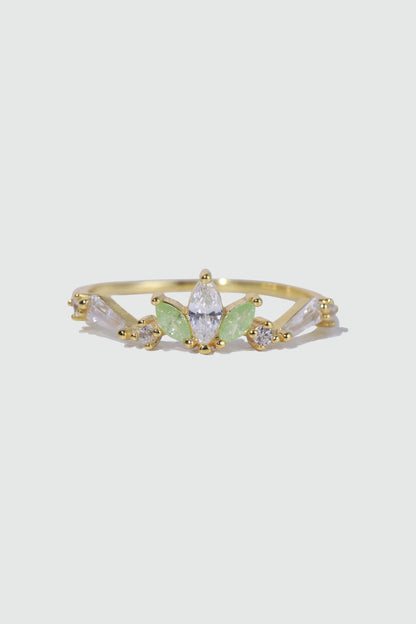 18K Gold Vermeil Green Gem Clover Ring