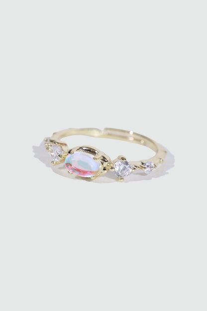 14K Real Gold Plated Blue Moonstone Ring