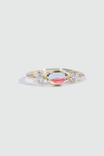 14K Real Gold Plated Blue Moonstone Ring