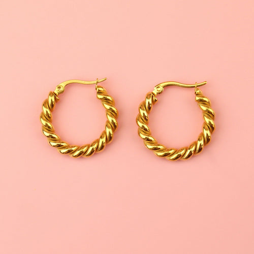 Twist and Shout Hoop Earrings (Gold Plated)