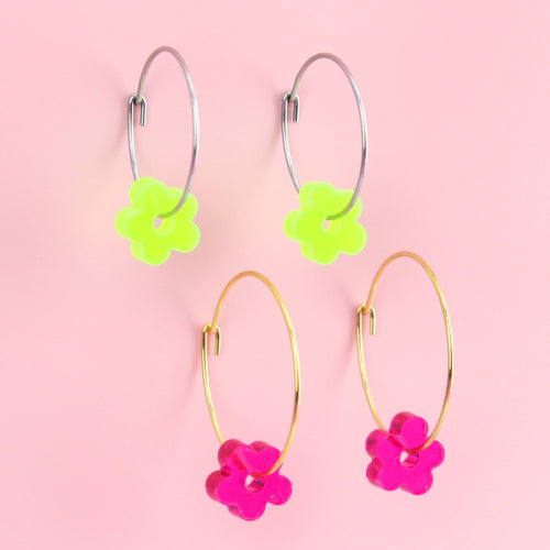 Twister Flower Power Hoop Earring Set