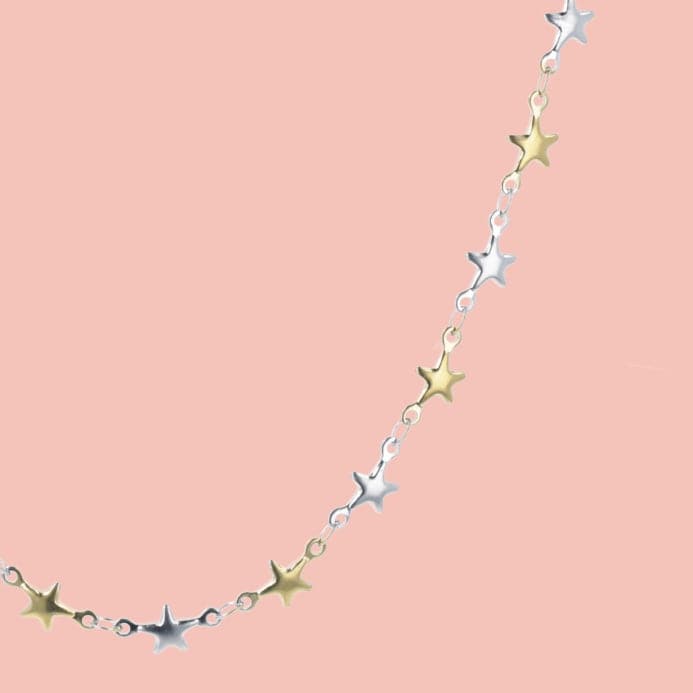 Two Toned Star Chain Necklace