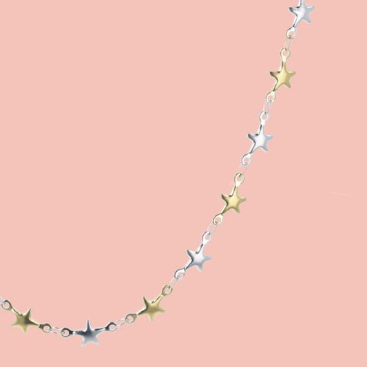 Two Toned Star Chain Necklace