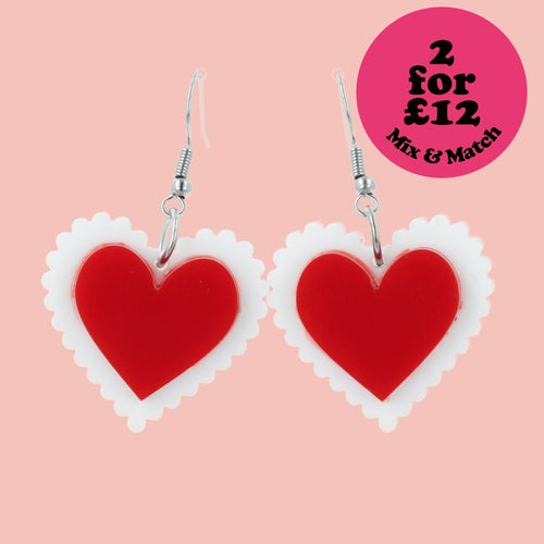 Uncle Fester Heart Apron Earrings