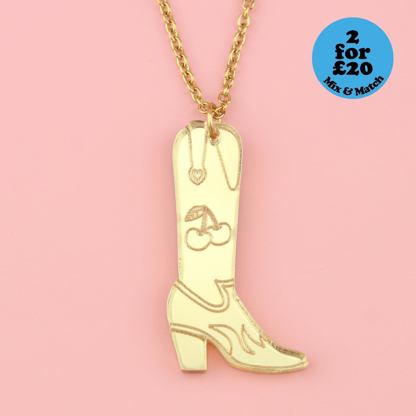 Working 9-5 Gold Cowgirl Boot Necklace