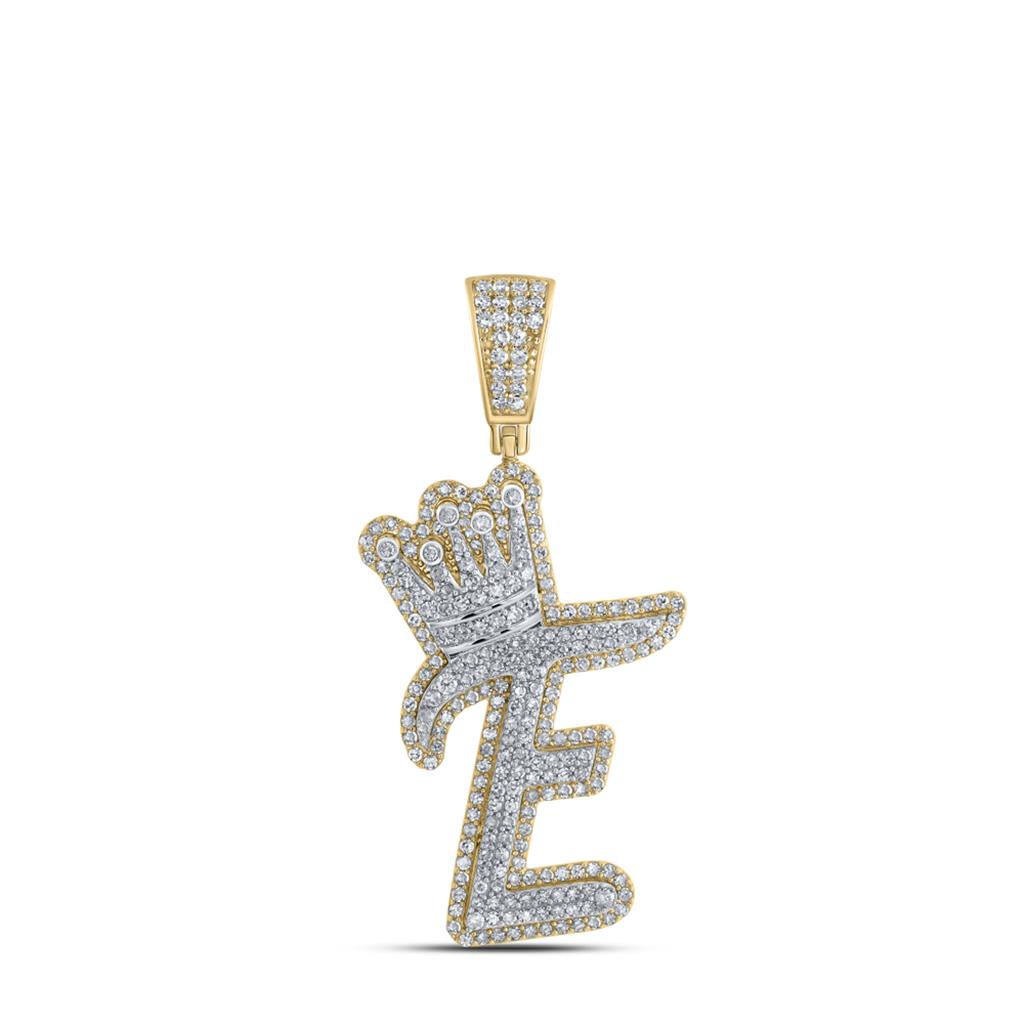 A-Z Crown Letter Initial Diamond Pendant 10K Yellow Gold