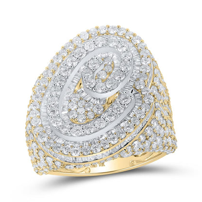 A-Z Initial Cursive Baguette Diamond Ring 10K Yellow Gold