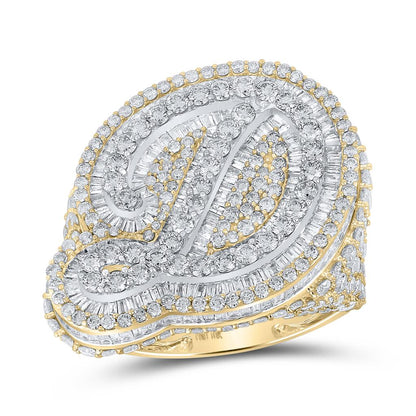 A-Z Initial Cursive Baguette Diamond Ring 10K Yellow Gold