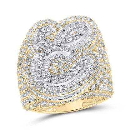 A-Z Initial Cursive Baguette Diamond Ring 10K Yellow Gold