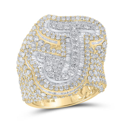 A-Z Initial Cursive Baguette Diamond Ring 10K Yellow Gold