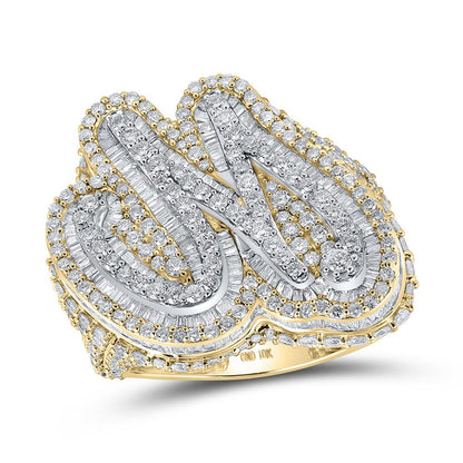 A-Z Initial Cursive Baguette Diamond Ring 10K Yellow Gold