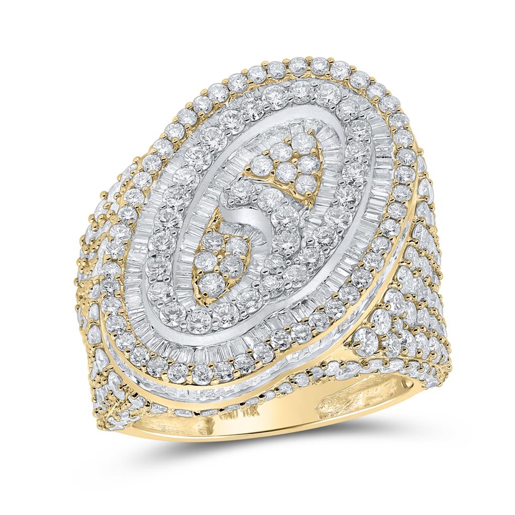 A-Z Initial Cursive Baguette Diamond Ring 10K Yellow Gold