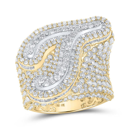 A-Z Initial Cursive Baguette Diamond Ring 10K Yellow Gold