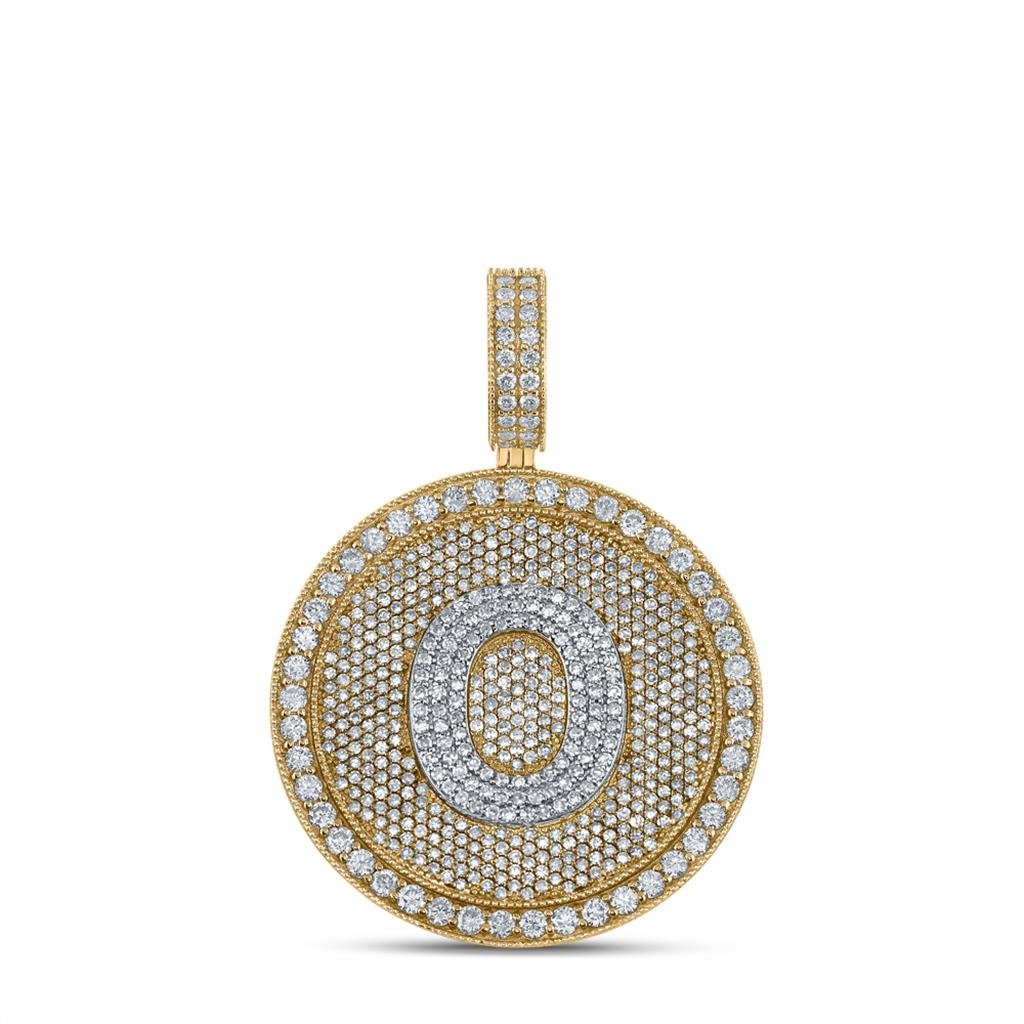 A-Z Letter Initial Diamond Circle Medallion Pendant 10K Yellow Gold