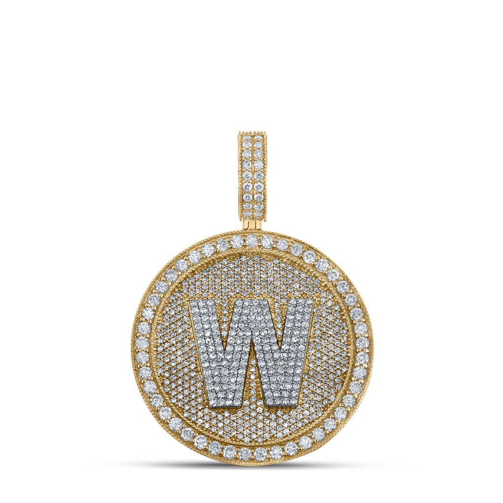 A-Z Letter Initial Diamond Circle Medallion Pendant 10K Yellow Gold