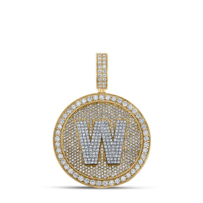 A-Z Letter Initial Diamond Circle Medallion Pendant 10K Yellow Gold